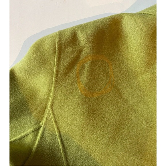 Talbots Woman Petites 22W Lime Green 100% Wool Open Front Cardigan Blazer Pocket - Picture 8 of 13